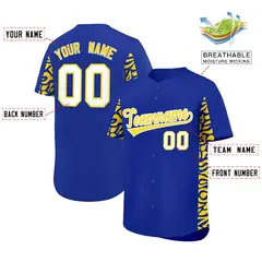 Royal Gold Leopard Graffiti Side Design Baseball Jersey 2