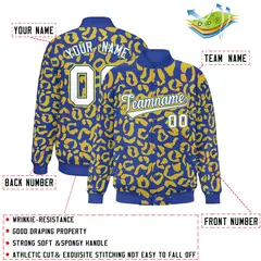 Royal Gold Leopard Graffiti Varsity Letterman Jacket 2