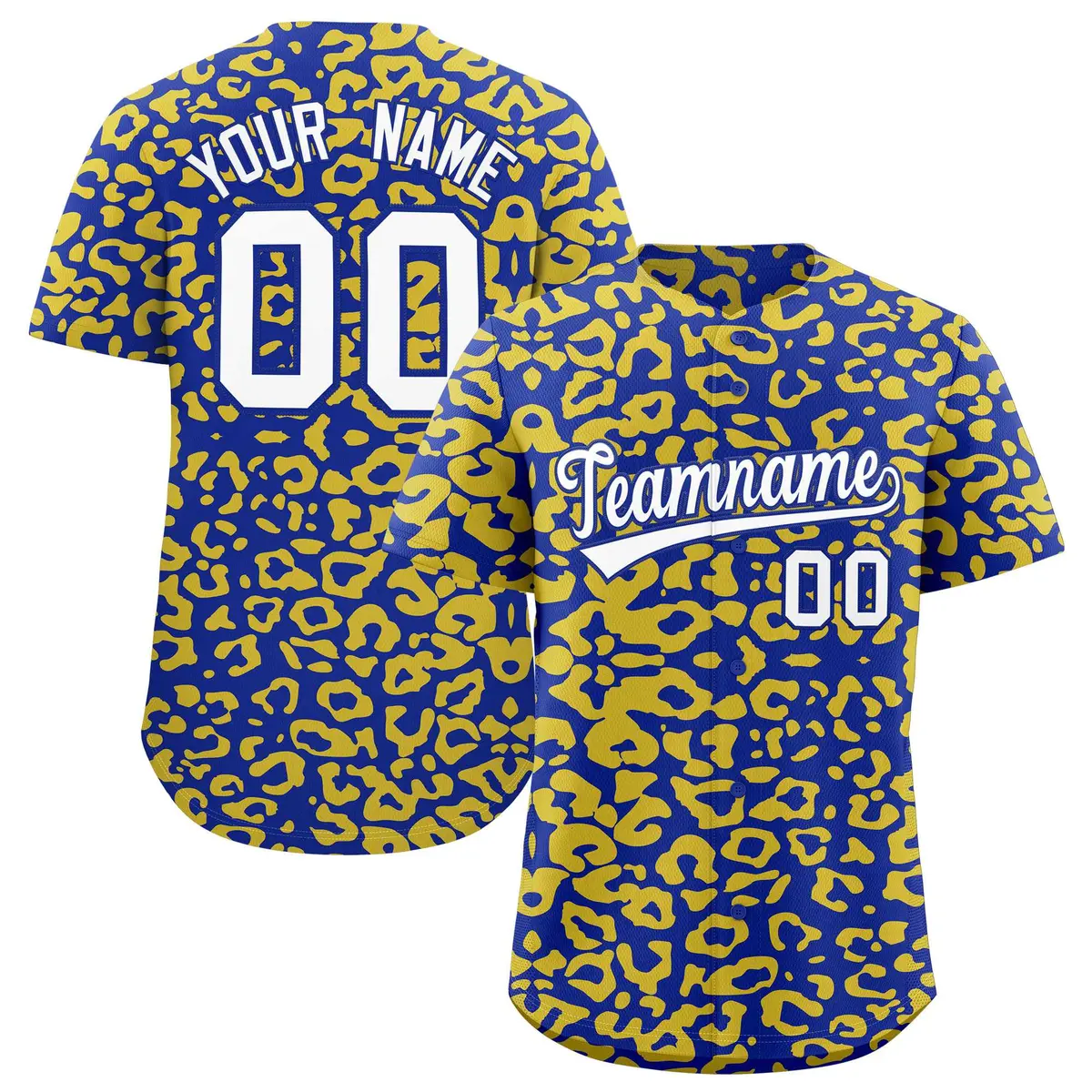 Royal Gold Leopard Print Baseball Jersey