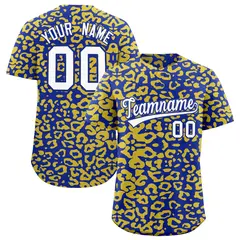 Royal Gold Leopard Print Baseball Jersey