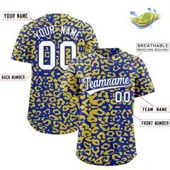 Royal Gold Leopard Print Baseball Jersey 2