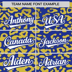 Royal Gold Leopard Print Baseball Jersey 3