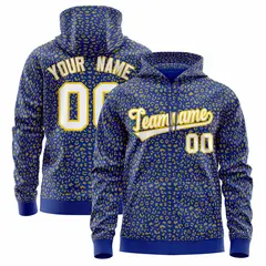 Royal Gold Leopard Print Varsity Full-Zip Letterman Jacket Hoodie