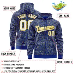 Royal Gold Leopard Print Varsity Full-Zip Letterman Jacket Hoodie 4