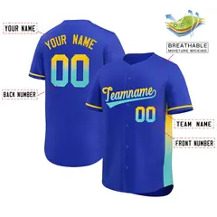 Royal Gold-Lt Green Gradient Side Baseball Jersey 2