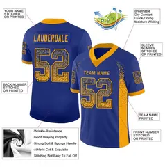 Royal Gold-Navy Drift Fashion Mesh Football Jersey 2