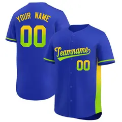 Royal Gold-Neon Green Gradient Side Baseball Jersey 1