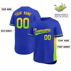 Royal Gold-Neon Green Gradient Side Baseball Jersey 2
