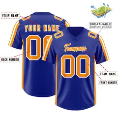 Royal Gold Orange and White Side Stripe Football Jersey 2