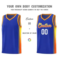 Royal Gold-Orange Gradient Fashion Sports Basketball Jersey 3
