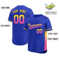 Royal Gold-Pink Gradient Side Baseball Jersey 2