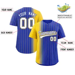 Royal Gold Pinstripe Gradient Baseball Jersey 2