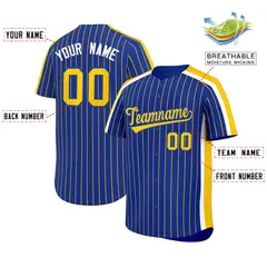 Royal Gold Pinstripe Two-tone Authentic Baseball Jersey 2