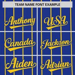 Royal Gold Pinstripe Two-tone Authentic Baseball Jersey 3