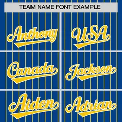 Royal Gold Pinstripe Two-Tone Authentic Baseball Jersey 3