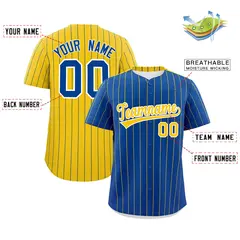 Royal Gold Pinstripe Two-Tone Authentic Baseball Jersey 2