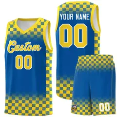 Royal Gold Plaid Basketball Jersey for Teams 1