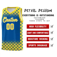 Royal Gold Plaid Basketball Jersey for Teams 2