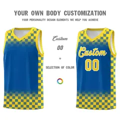 Royal Gold Plaid Basketball Jersey for Teams 3
