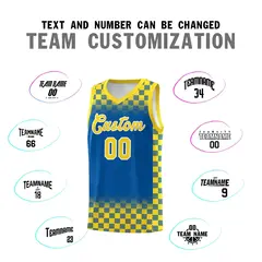 Royal Gold Plaid Basketball Jersey for Teams 4