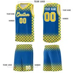 Royal Gold Plaid Basketball Jersey for Teams 5