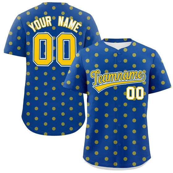 Royal Gold Polka Dot Graffiti Authentic Baseball Jersey