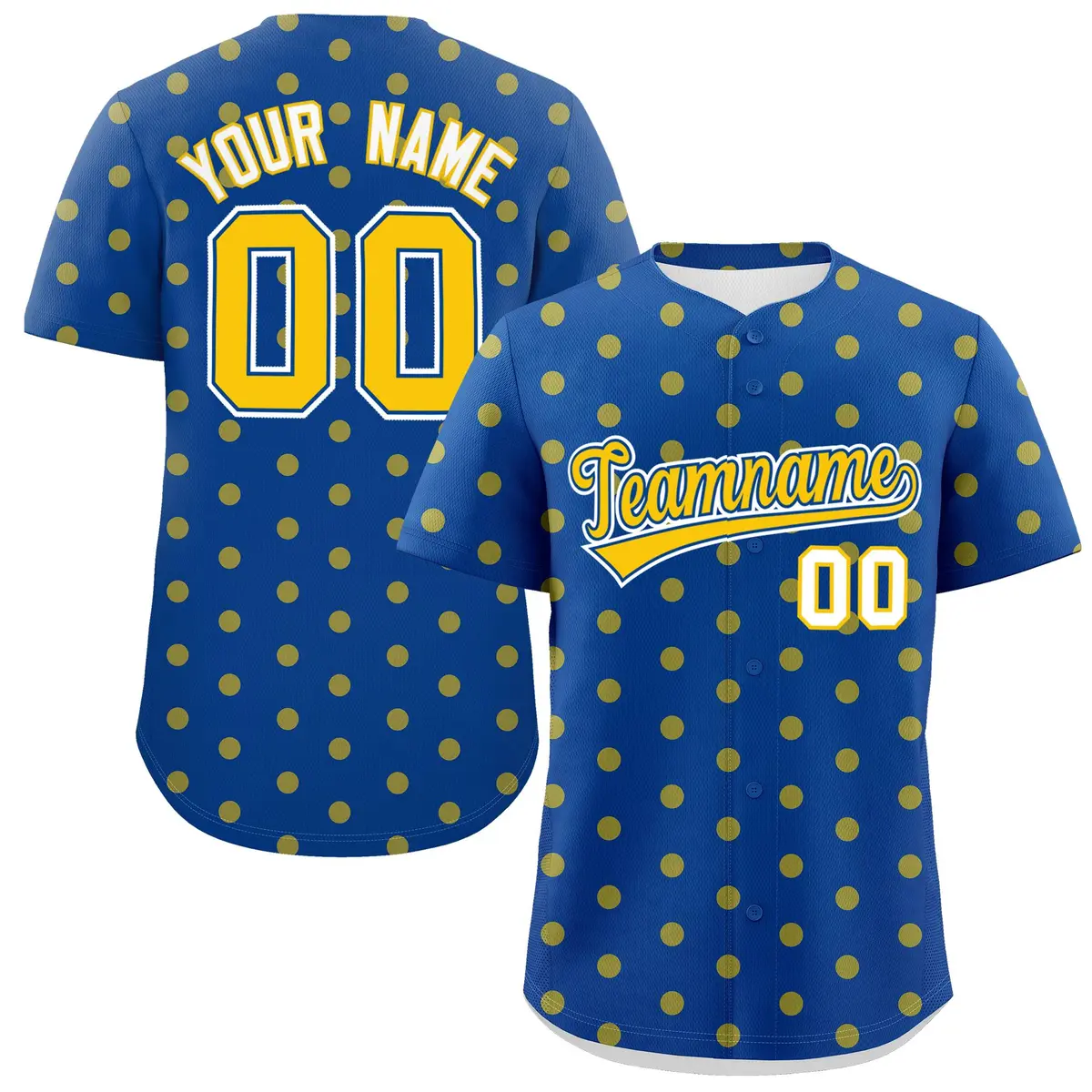 Royal Gold Polka Dot Graffiti Authentic Baseball Jersey