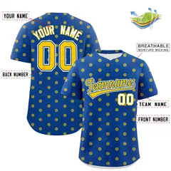 Royal Gold Polka Dot Graffiti Authentic Baseball Jersey 2