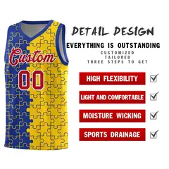 Royal Gold Puzzle Pattern Splid Basketball Kits 2