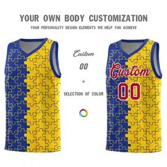 Royal Gold Puzzle Pattern Splid Basketball Kits 3