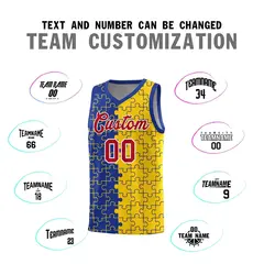 Royal Gold Puzzle Pattern Splid Basketball Kits 4
