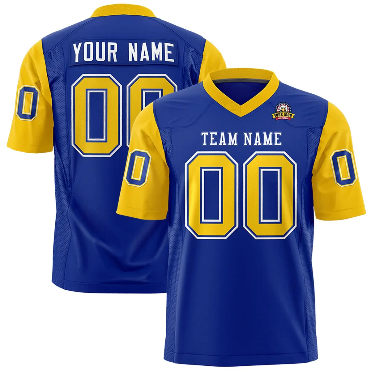 Royal Gold Raglan Sleeves Authentic Football Jersey