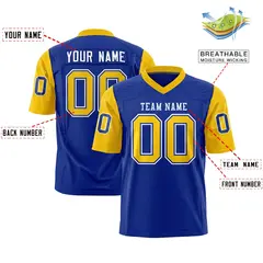 Royal Gold Raglan Sleeves Authentic Football Jersey 2
