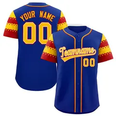 Royal Gold Red Flag Lace Sleeve Baseball Jersey