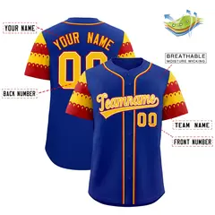 Royal Gold Red Flag Lace Sleeve Baseball Jersey 2