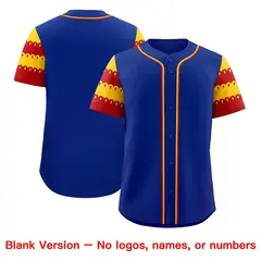 Royal Gold Red Flag Lace Sleeve Baseball Jersey 7