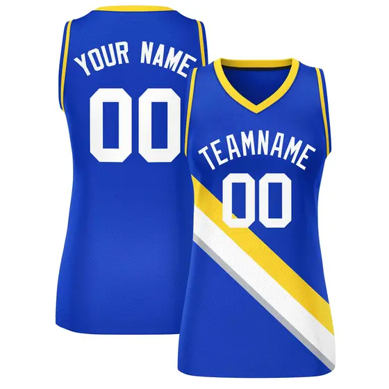 Royal Gold-Royal Slash Mesh Basketball Jersey For Women