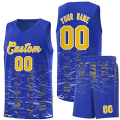 Royal Gold Scratches Pattern Basketball Jersey