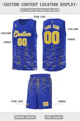 Royal Gold Scratches Pattern Basketball Jersey 2