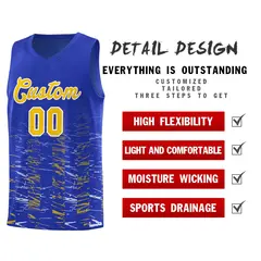 Royal Gold Scratches Pattern Basketball Jersey 4
