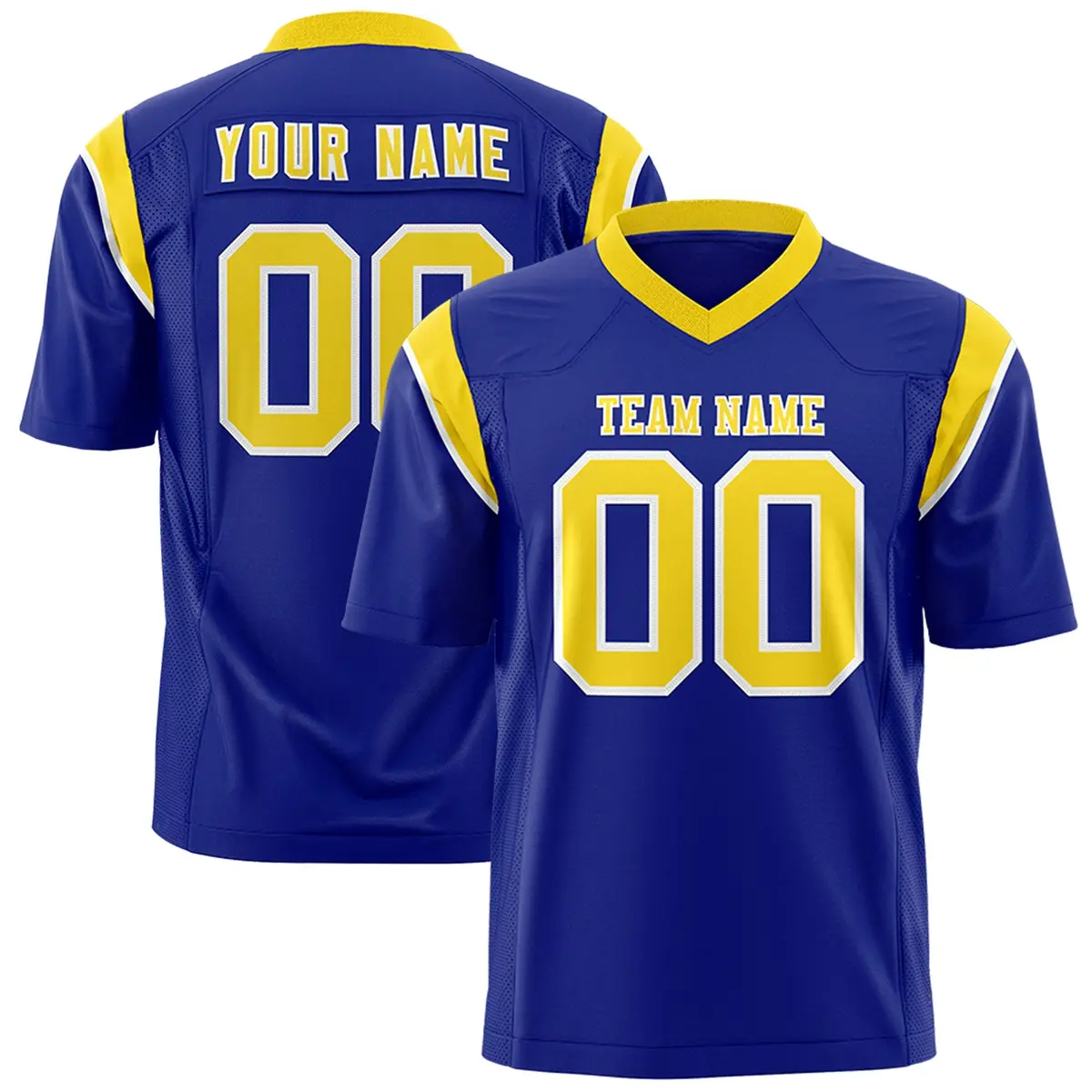 Royal Gold Shoulder Cut Two-Tone Flag Football Jersey
