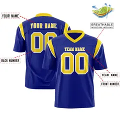 Royal Gold Shoulder Cut Two-Tone Flag Football Jersey 2