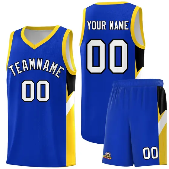 Royal Gold Side Design Basketball Uniform Jersey