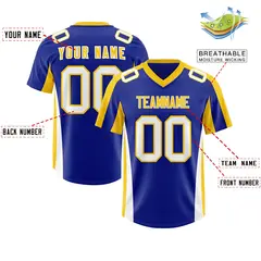 Royal Gold Side Stripe Authentic Football Jersey 2