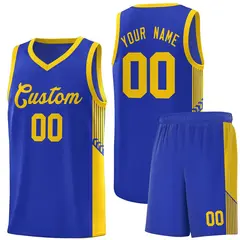 Royal Gold Side Stripe Fashion Sports Basketball Jersey