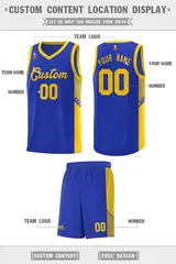 Royal Gold Side Stripe Fashion Sports Basketball Jersey 2