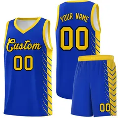 Royal Gold Side Symmetrical Line Pattern Basketball Jersey