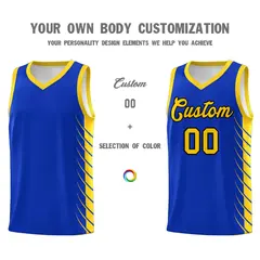 Royal Gold Side Symmetrical Line Pattern Basketball Jersey 3