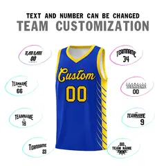 Royal Gold Side Symmetrical Line Pattern Basketball Jersey 4