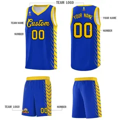 Royal Gold Side Symmetrical Line Pattern Basketball Jersey 5